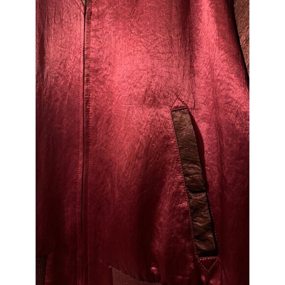 Saint Laurent Tonal Satin Jacket in Burgundy/Maroon - Picture 8 of 16